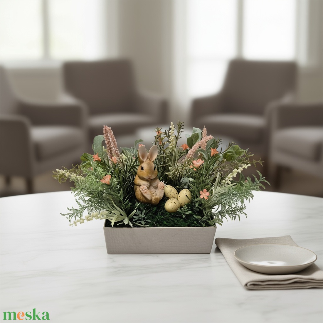 Húsvéti asztaldísz nyuszival � tavaszi KENDEKOR dekoráció dobozban - otthon & életmód - Meska.hu