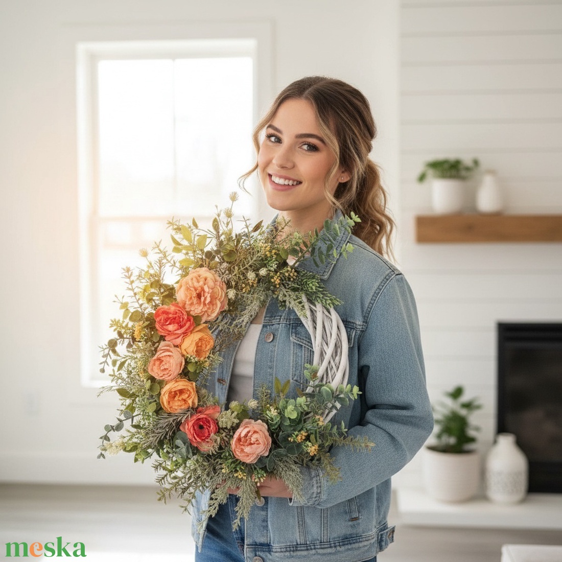 Romantikus ajtódísz/koszorú sárga pasztell virágokkal � természetes hatású - otthon & életmód - dekoráció - ajtó- és ablak dekoráció - ajtódísz & kopogtató - Meska.hu