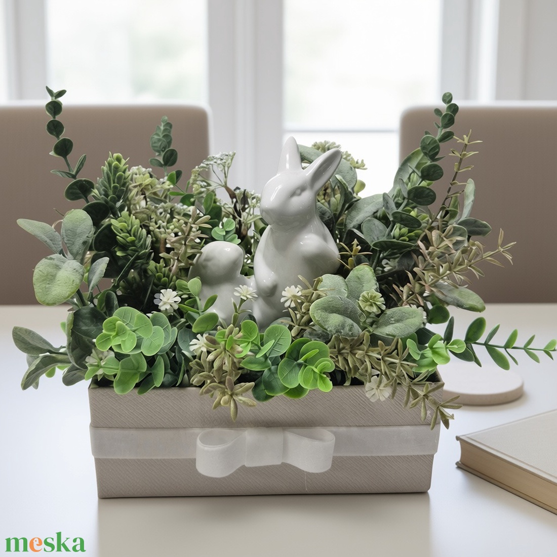 Letisztult húsvéti asztaldísz nyuszikkal � tavaszi KENDEKOR dekoráció dobozban - otthon & életmód - dekoráció - asztal és polc dekoráció - asztaldísz - Meska.hu