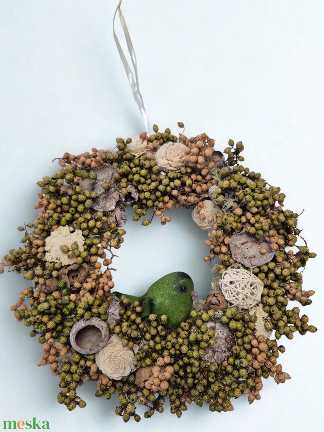 Tavaszi ajtódísz kismadárral - otthon & életmód - dekoráció - ajtó- és ablak dekoráció - ajtódísz & kopogtató - Meska.hu