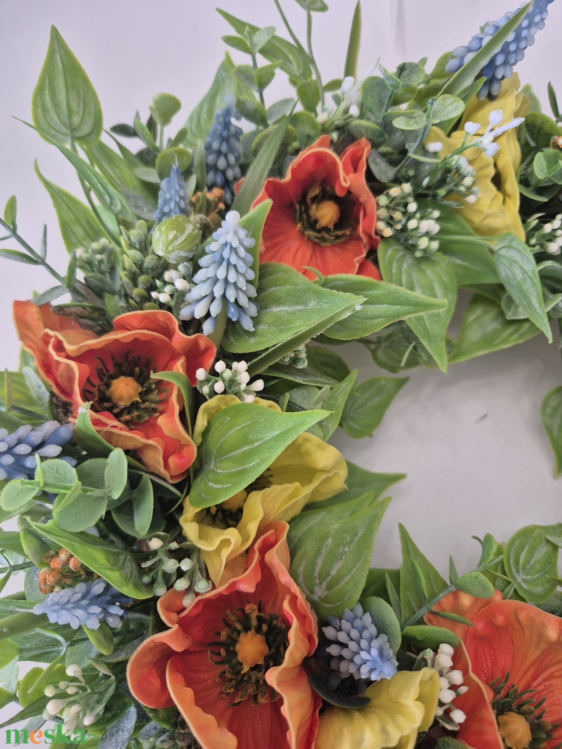 Tavaszi virágos koszorú - természetes hatású, élethű virágokkal - otthon & életmód - dekoráció - ajtó- és ablak dekoráció - ajtódísz & kopogtató - Meska.hu