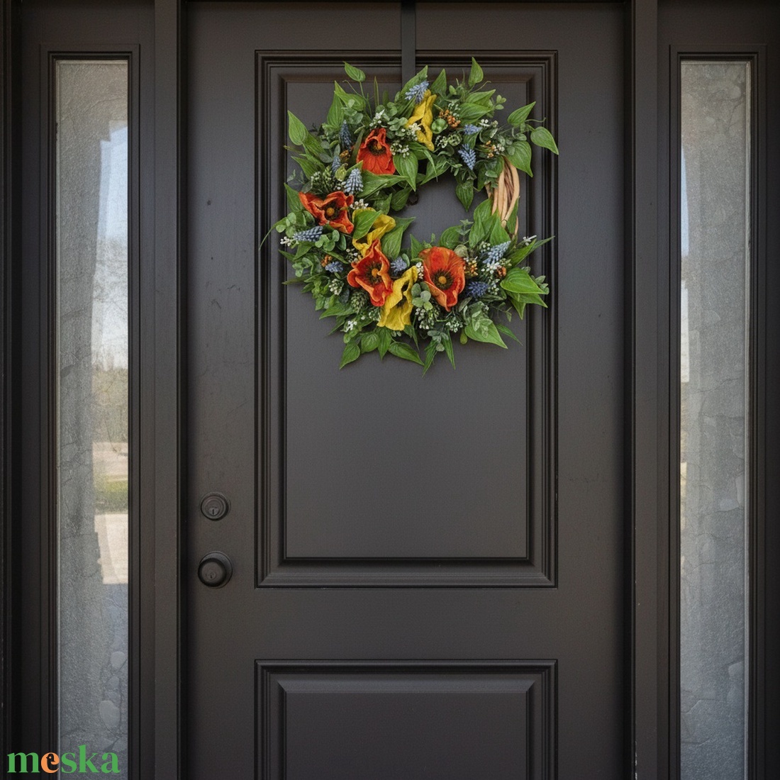 Tavaszi virágos koszorú - természetes hatású, élethű virágokkal - otthon & életmód - dekoráció - ajtó- és ablak dekoráció - ajtódísz & kopogtató - Meska.hu
