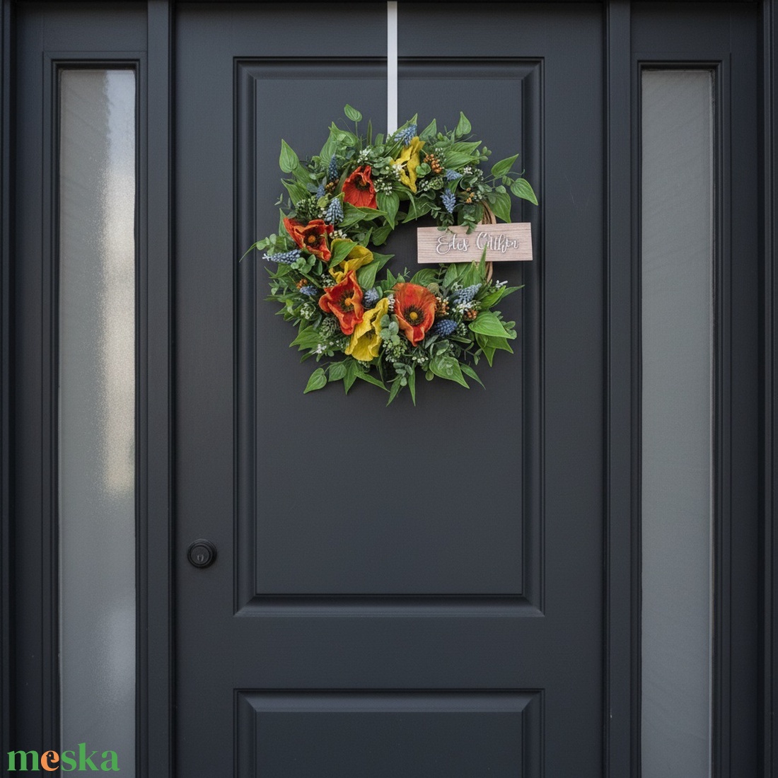 Tavaszi virágos koszorú - természetes hatású, élethű virágokkal - otthon & életmód - dekoráció - ajtó- és ablak dekoráció - ajtódísz & kopogtató - Meska.hu