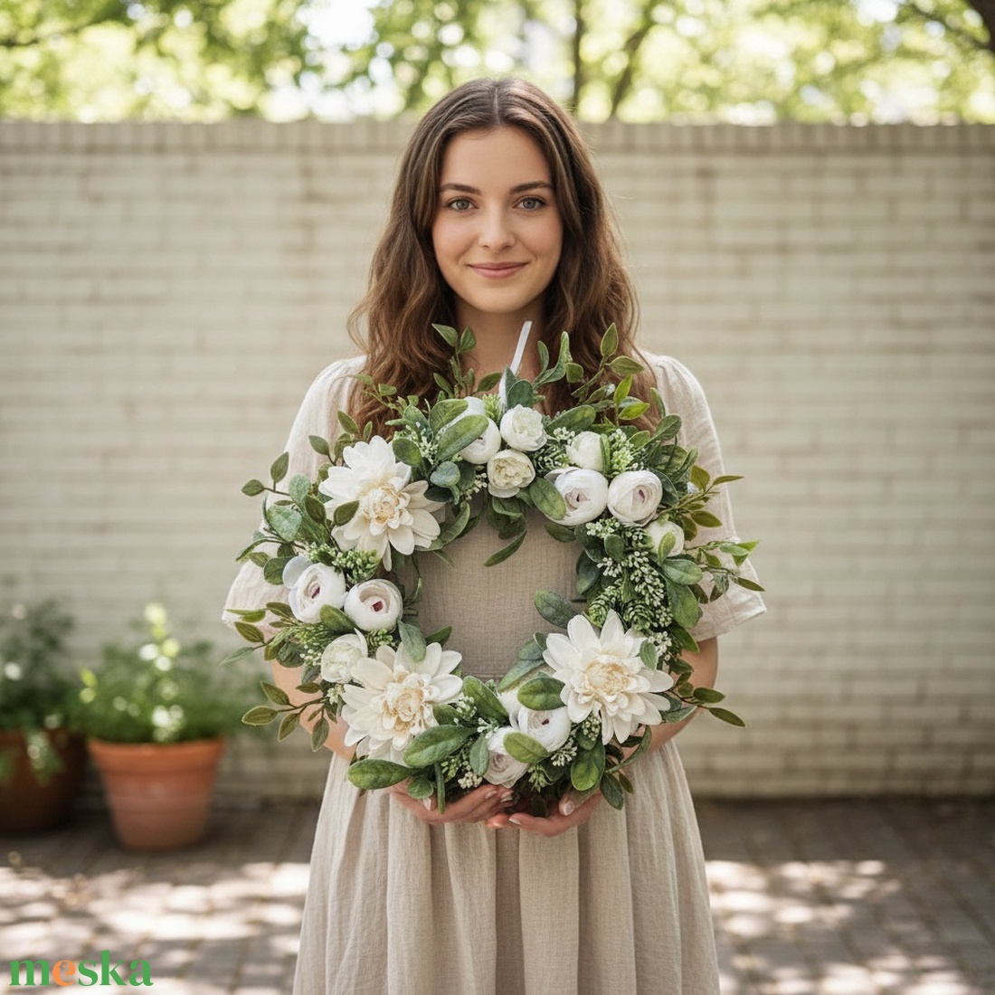 Virágos elegáns koszorú � virágos ajtódekoráció, romantikus színvilág - nagyméretű - otthon & életmód - dekoráció - ajtó- és ablak dekoráció - ajtódísz & kopogtató - Meska.hu