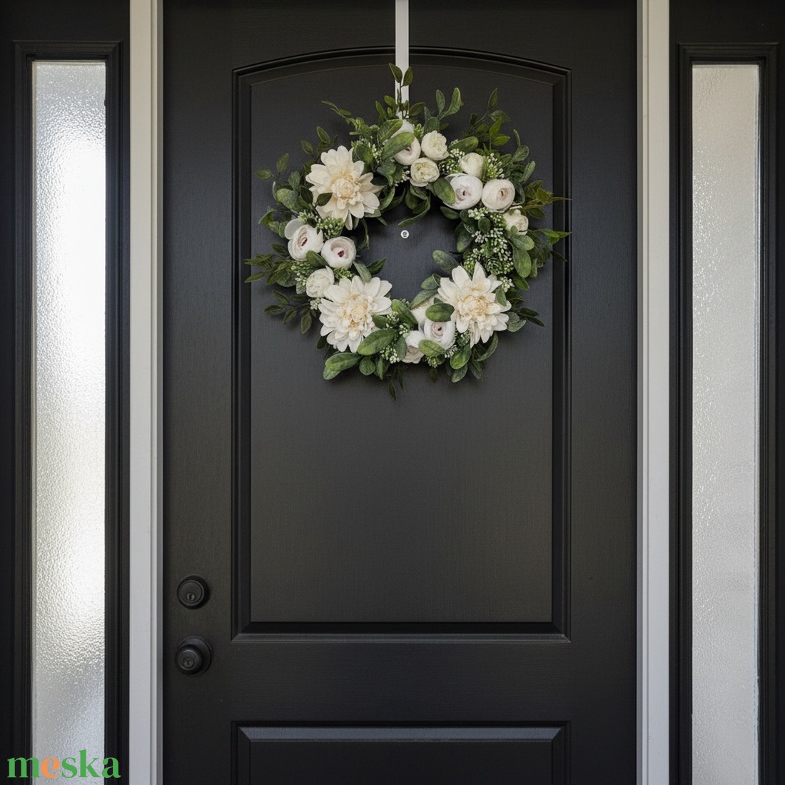 Virágos elegáns koszorú � virágos ajtódekoráció, romantikus színvilág - nagyméretű - otthon & életmód - dekoráció - ajtó- és ablak dekoráció - ajtódísz & kopogtató - Meska.hu