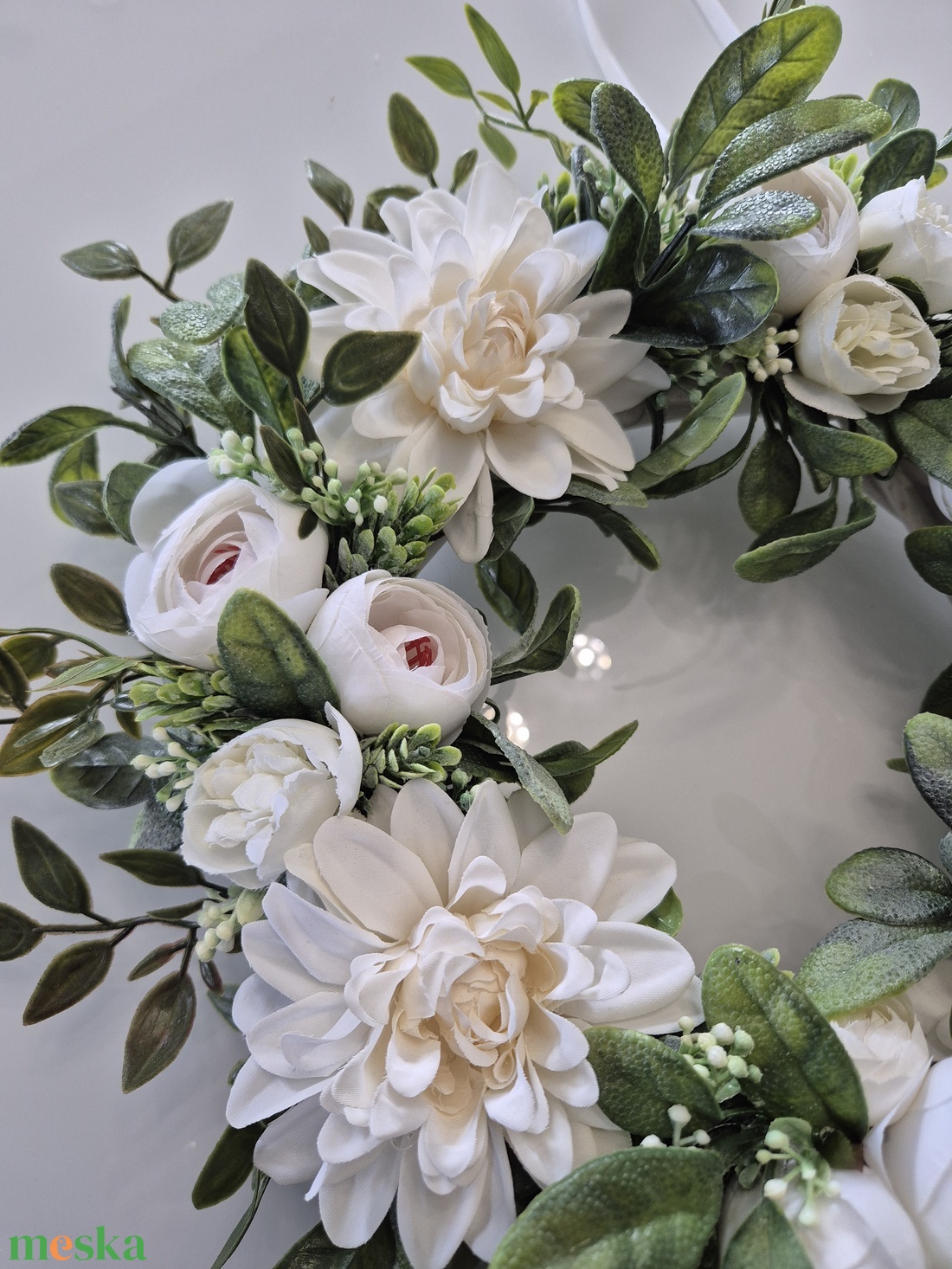 Virágos elegáns koszorú � virágos ajtódekoráció, romantikus színvilág - nagyméretű - otthon & életmód - dekoráció - ajtó- és ablak dekoráció - ajtódísz & kopogtató - Meska.hu