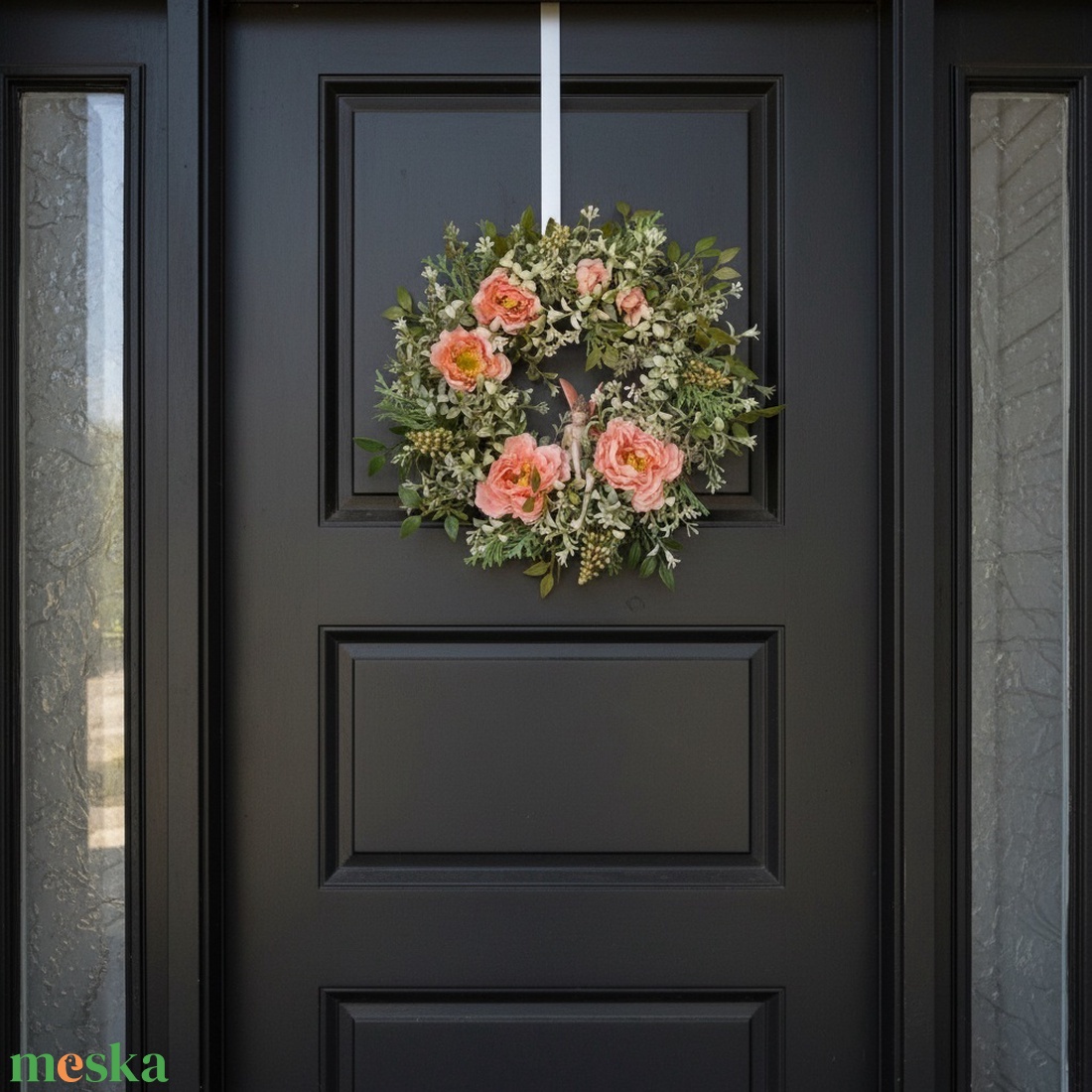 Virágos tavaszi koszorú - tündérrel, természetes hatású - otthon & életmód - dekoráció - ajtó- és ablak dekoráció - ajtódísz & kopogtató - Meska.hu