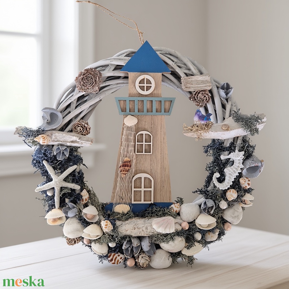 Tengerparti hangulatú ajtókopogtató / koszorú � kagylós, csillagos dísz - otthon & életmód - dekoráció - ajtó- és ablak dekoráció - ajtódísz & kopogtató - Meska.hu