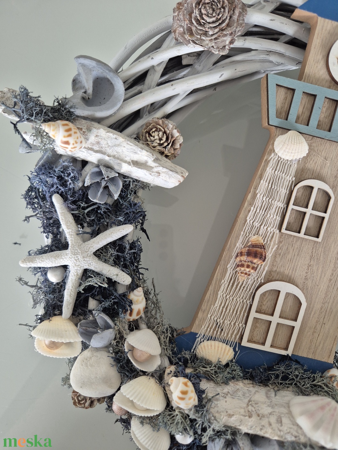 Tengerparti hangulatú ajtókopogtató / koszorú � kagylós, csillagos dísz - otthon & életmód - dekoráció - ajtó- és ablak dekoráció - ajtódísz & kopogtató - Meska.hu