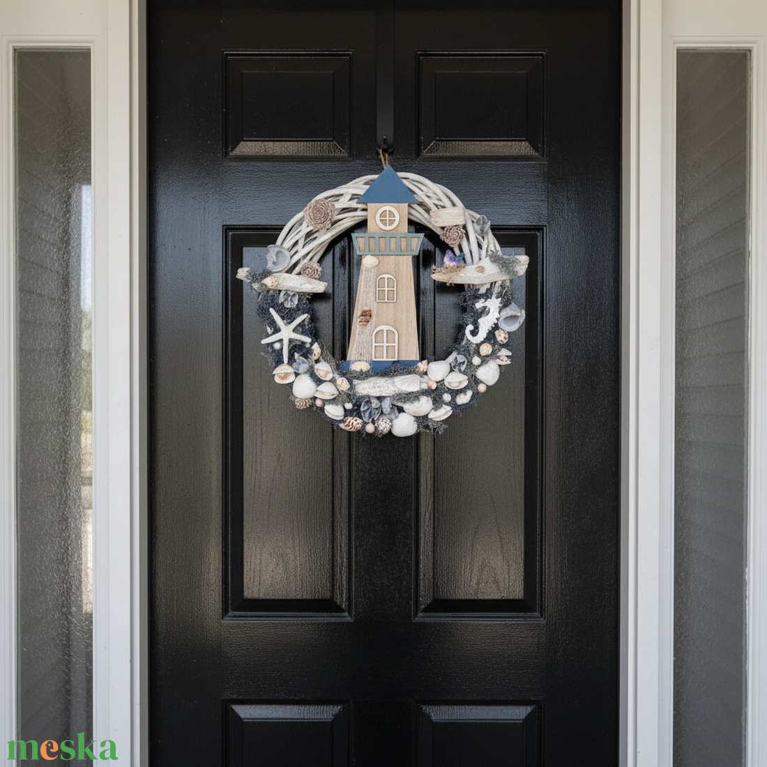 Tengerparti hangulatú ajtókopogtató / koszorú � kagylós, csillagos dísz - otthon & életmód - dekoráció - ajtó- és ablak dekoráció - ajtódísz & kopogtató - Meska.hu