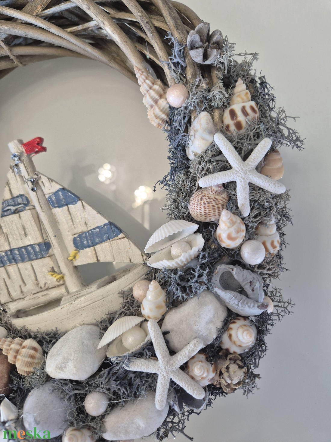 Tengerparti hangulatú ajtókopogtató / koszorú � kagylós, csillagos dísz - otthon & életmód - dekoráció - ajtó- és ablak dekoráció - ajtódísz & kopogtató - Meska.hu