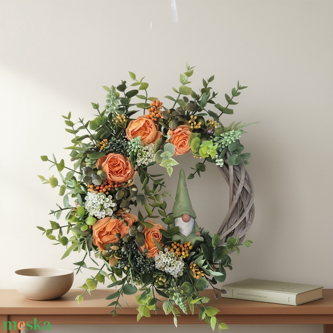 Sárga virágos elegáns ajtódísz � virágos dekoráció, manóval - otthon & életmód - dekoráció - ajtó- és ablak dekoráció - ajtódísz & kopogtató - Meska.hu