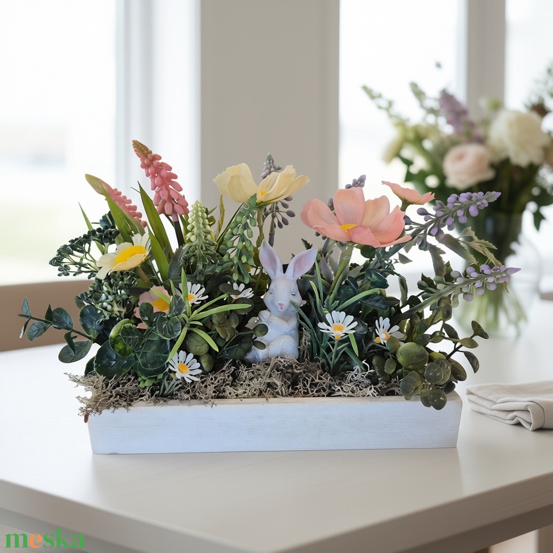 Húsvéti asztaldísz nyuszival � tavaszi KENDEKOR dekoráció dobozban - ünnepi díszek, dekorációk - húsvéti díszek és dekorációk - húsvéti asztaldíszek - Meska.hu
