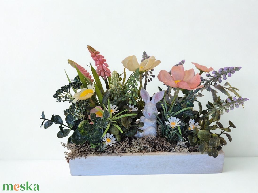 Húsvéti asztaldísz nyuszival � tavaszi KENDEKOR dekoráció dobozban - ünnepi díszek, dekorációk - húsvéti díszek és dekorációk - húsvéti asztaldíszek - Meska.hu