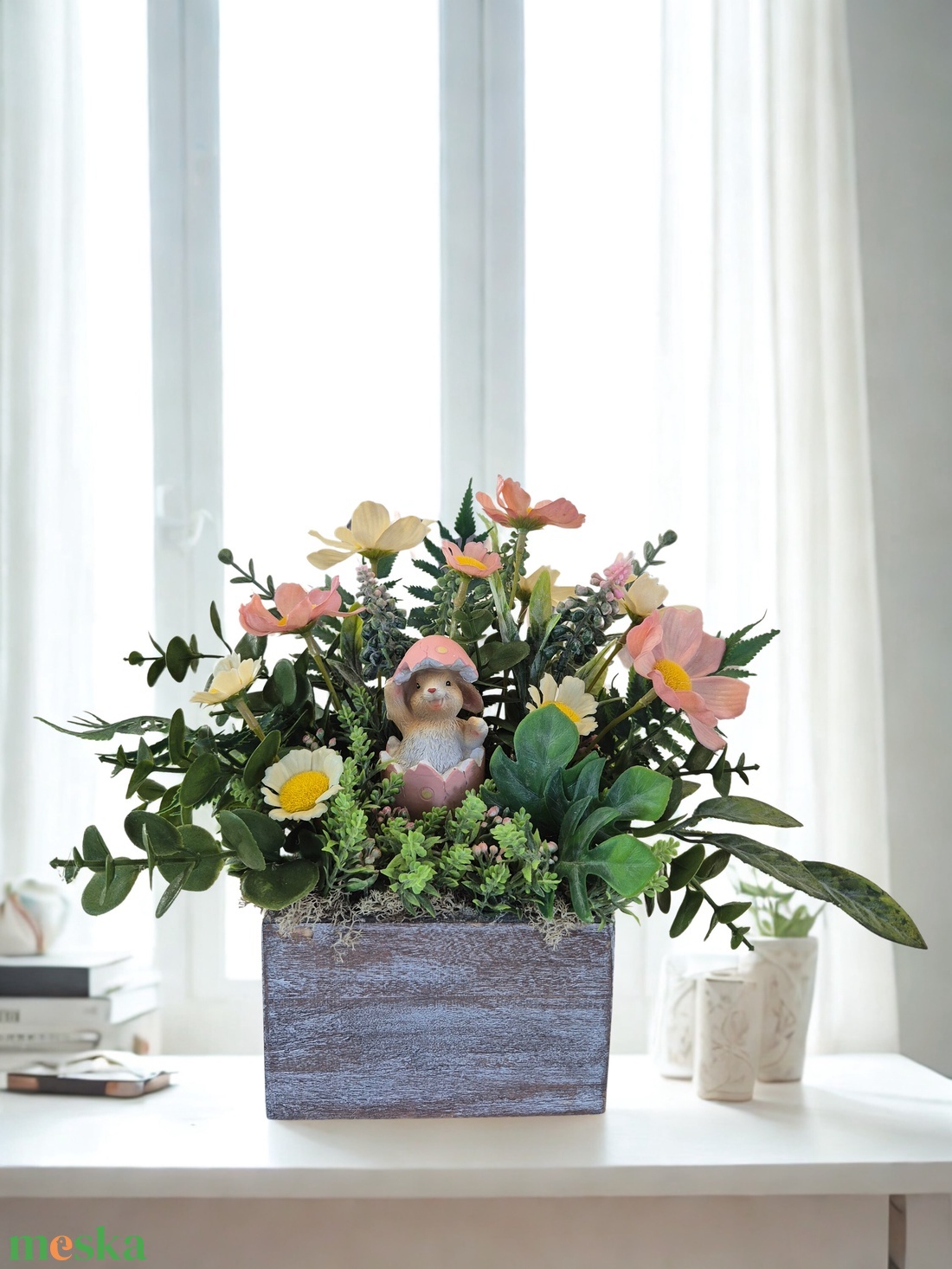 Húsvéti asztaldísz nyuszival � tavaszi KENDEKOR dekoráció dobozban - ünnepi díszek, dekorációk - húsvéti díszek és dekorációk - húsvéti asztaldíszek - Meska.hu