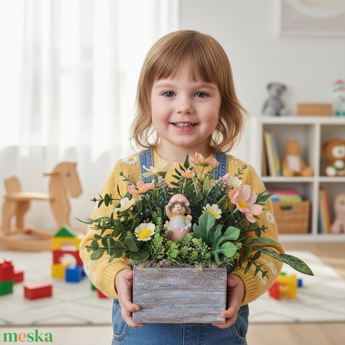 Húsvéti asztaldísz nyuszival � tavaszi KENDEKOR dekoráció dobozban - ünnepi díszek, dekorációk - húsvéti díszek és dekorációk - húsvéti asztaldíszek - Meska.hu