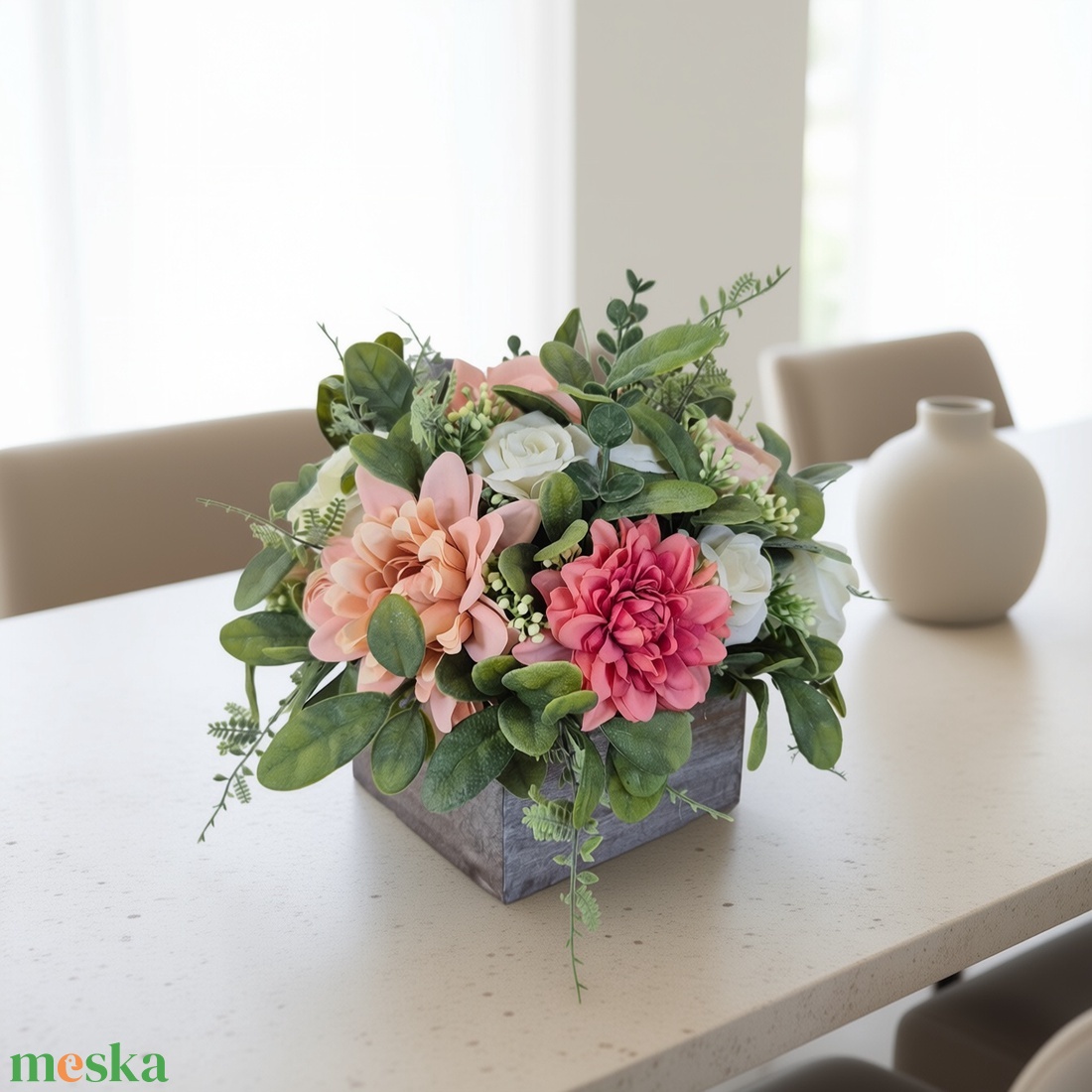 Virágos asztaldísz � elegáns KENDEKOR dekoráció fa dobozban - otthon & életmód - dekoráció - asztal és polc dekoráció - asztaldísz - Meska.hu