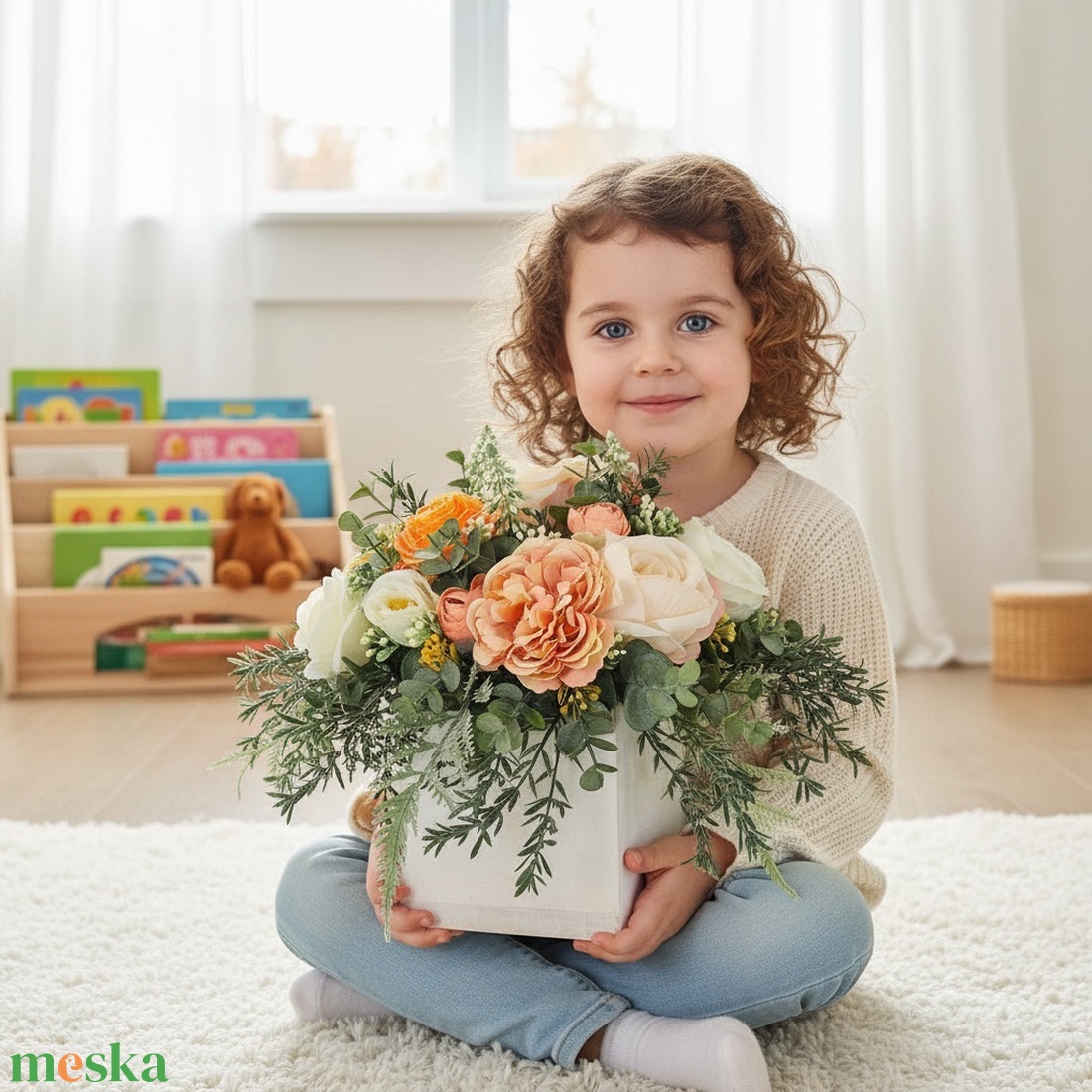 Virágos asztaldísz � elegáns KENDEKOR dekoráció fa dobozban - otthon & életmód - dekoráció - asztal és polc dekoráció - asztaldísz - Meska.hu