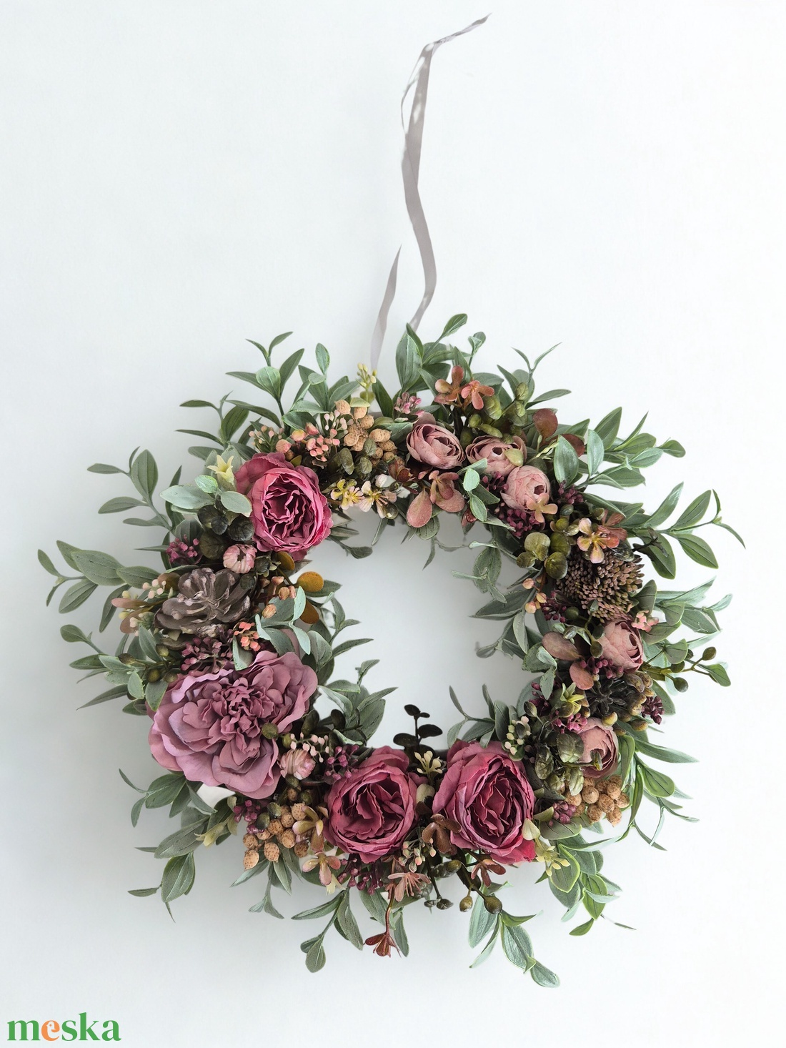 Virágos tavaszi koszorú - természetes hatású, élethű virágokkal - otthon & életmód - dekoráció - ajtó- és ablak dekoráció - ajtódísz & kopogtató - Meska.hu