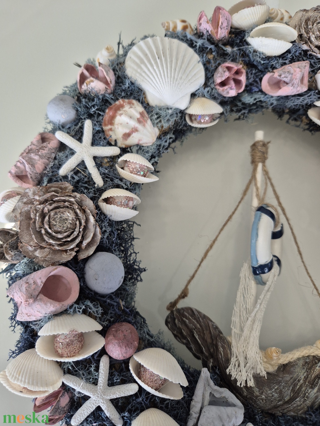 Tengerparti hangulatú ajtókopogtató / koszorú � kagylós, csillagos dísz - otthon & életmód - dekoráció - ajtó- és ablak dekoráció - ajtódísz & kopogtató - Meska.hu