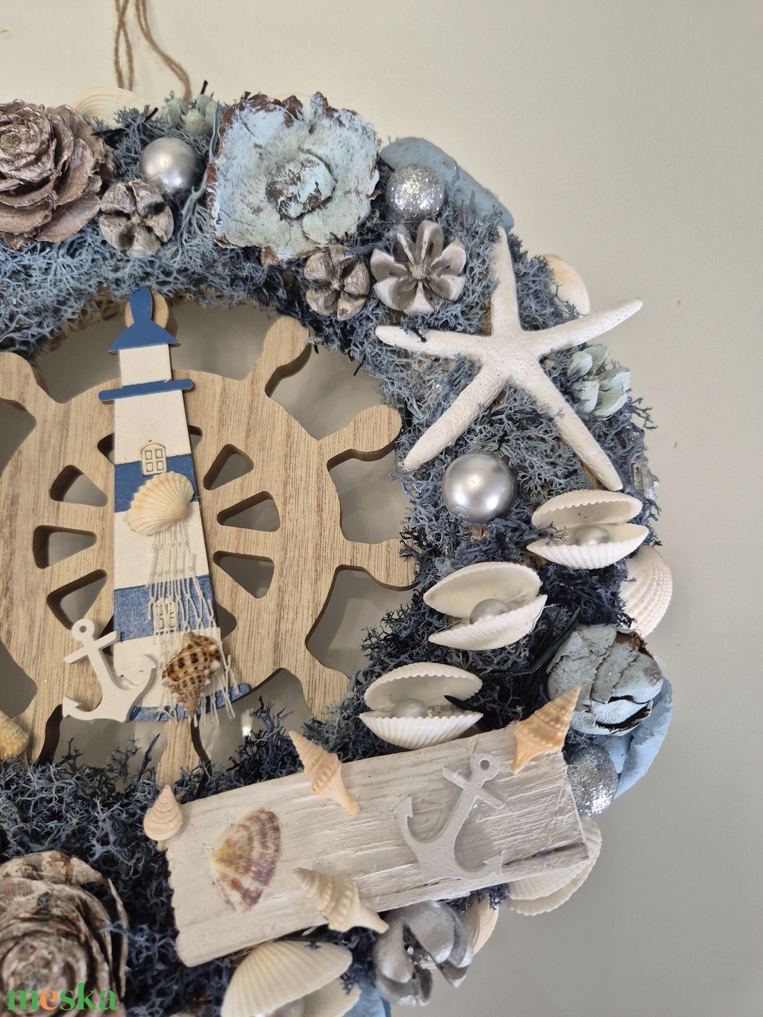 Tengerparti hangulatú ajtókopogtató / koszorú � kagylós, csillagos dísz - otthon & életmód - dekoráció - ajtó- és ablak dekoráció - ajtódísz & kopogtató - Meska.hu