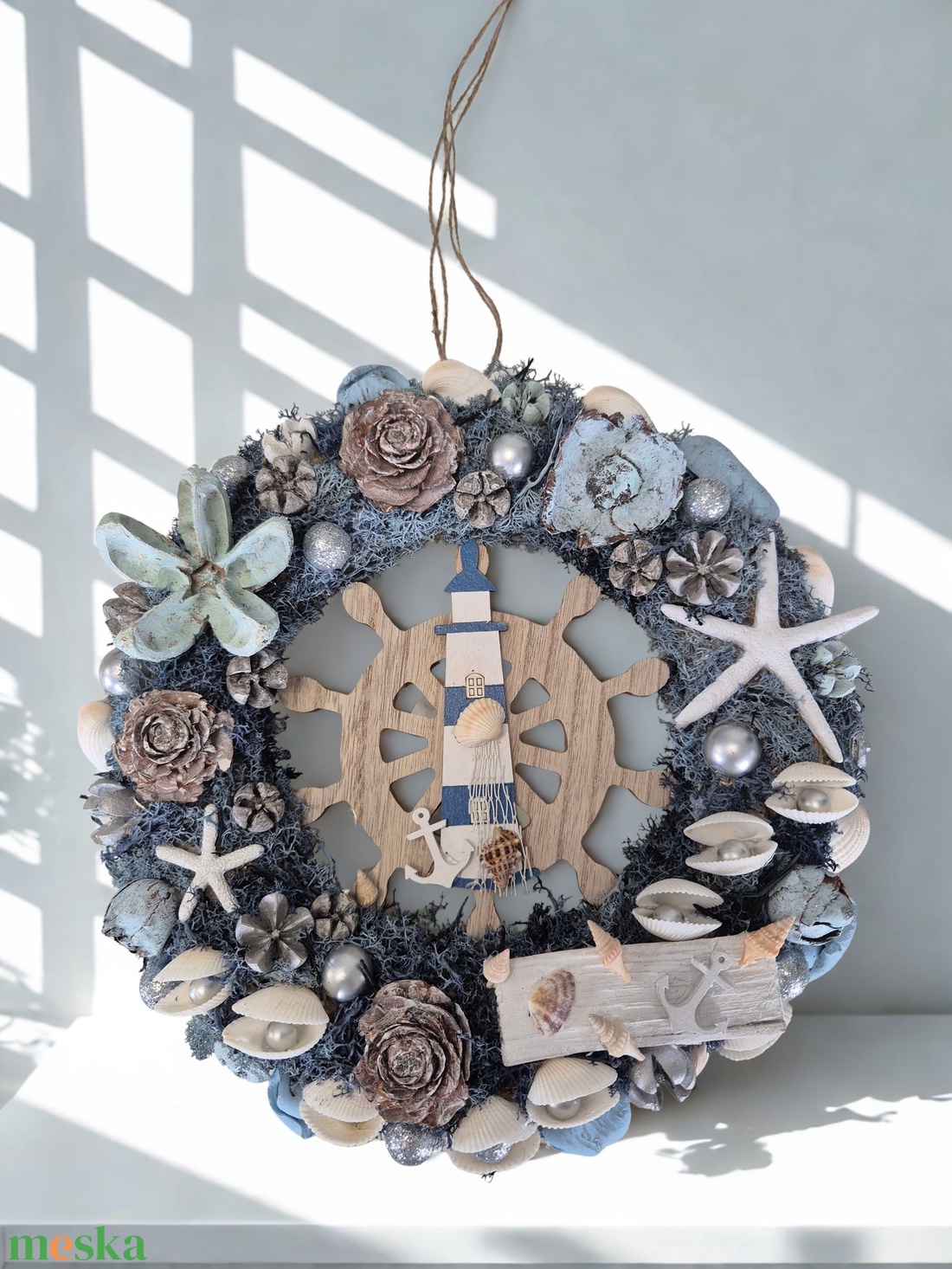 Tengerparti hangulatú ajtókopogtató / koszorú � kagylós, csillagos dísz - otthon & életmód - dekoráció - ajtó- és ablak dekoráció - ajtódísz & kopogtató - Meska.hu