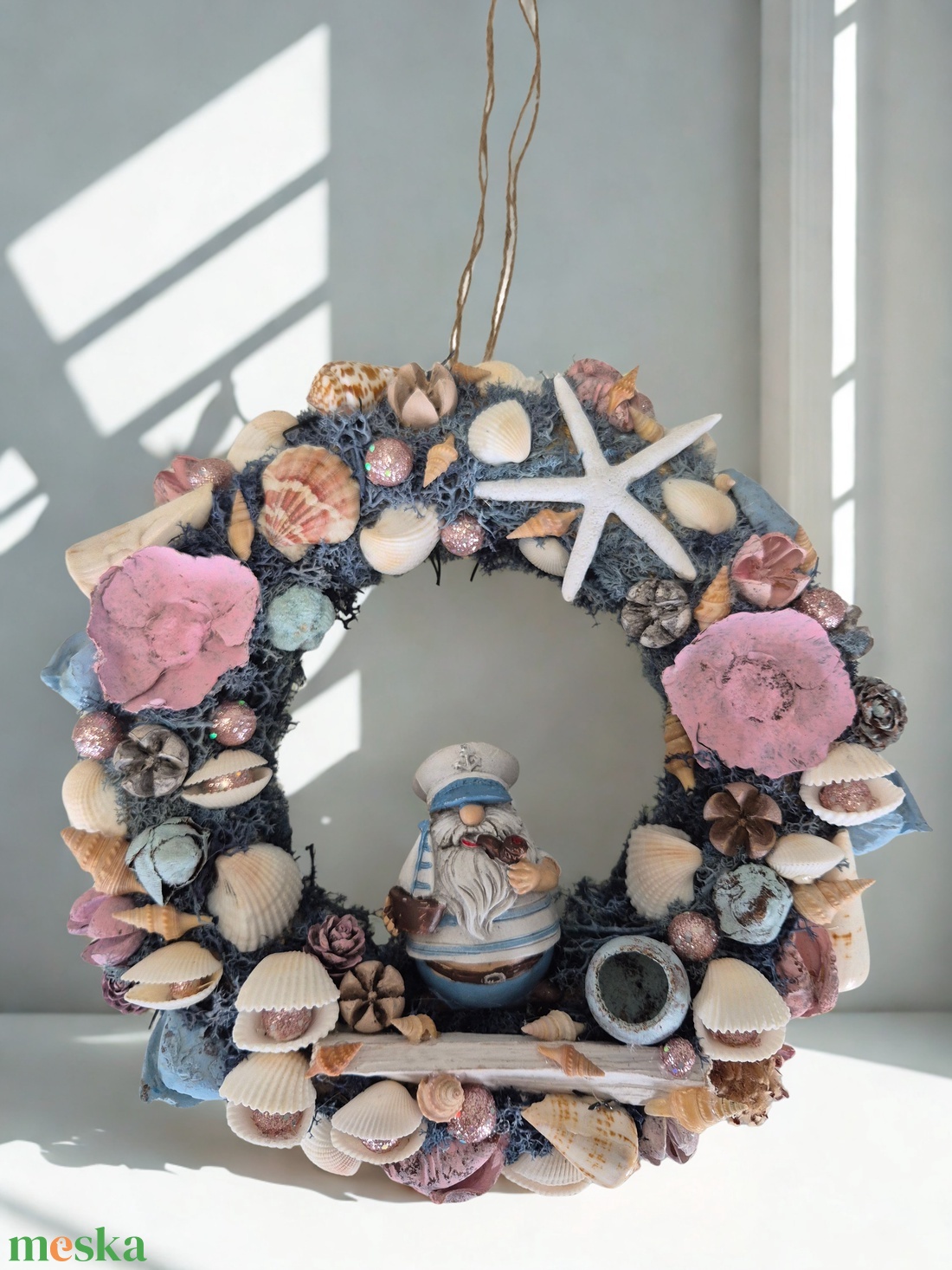 Tengerparti hangulatú ajtókopogtató / koszorú � kagylós, csillagos dísz - otthon & életmód - dekoráció - ajtó- és ablak dekoráció - ajtódísz & kopogtató - Meska.hu