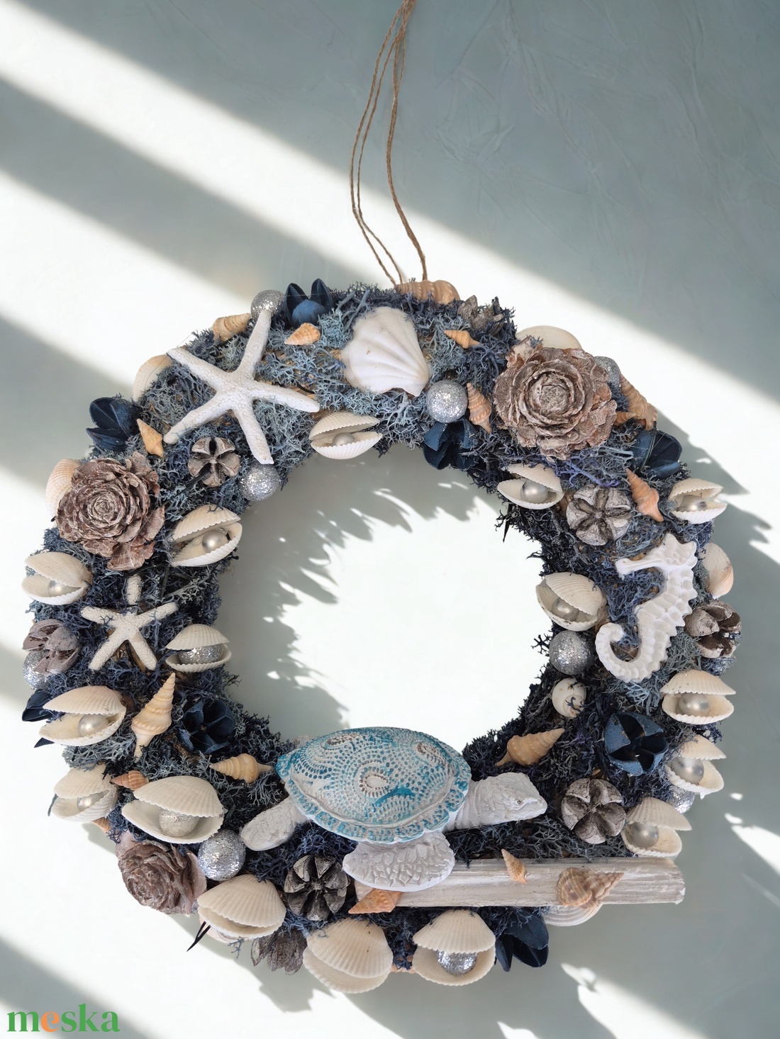Tengerparti hangulatú ajtókopogtató / koszorú � kagylós, csillagos dísz - otthon & életmód - dekoráció - ajtó- és ablak dekoráció - ajtódísz & kopogtató - Meska.hu