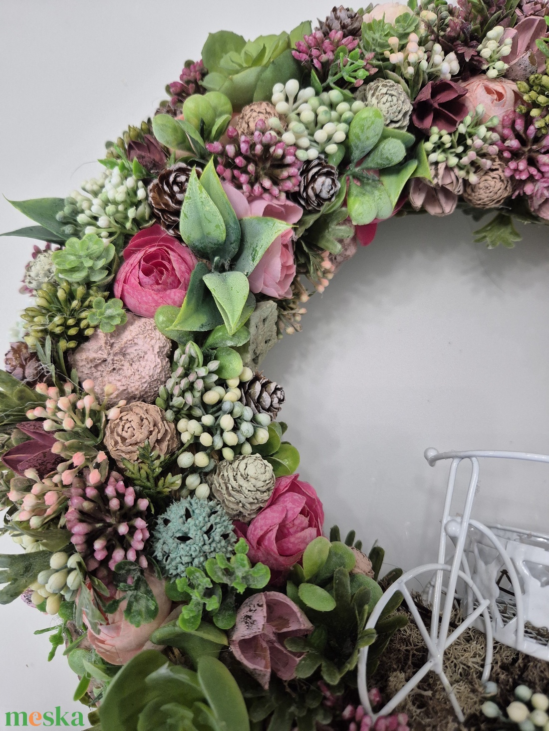 Virágos tavaszi-nyári ajtódísz - nagyméretű elegáns kopogtató - otthon & életmód - dekoráció - ajtó- és ablak dekoráció - ajtódísz & kopogtató - Meska.hu