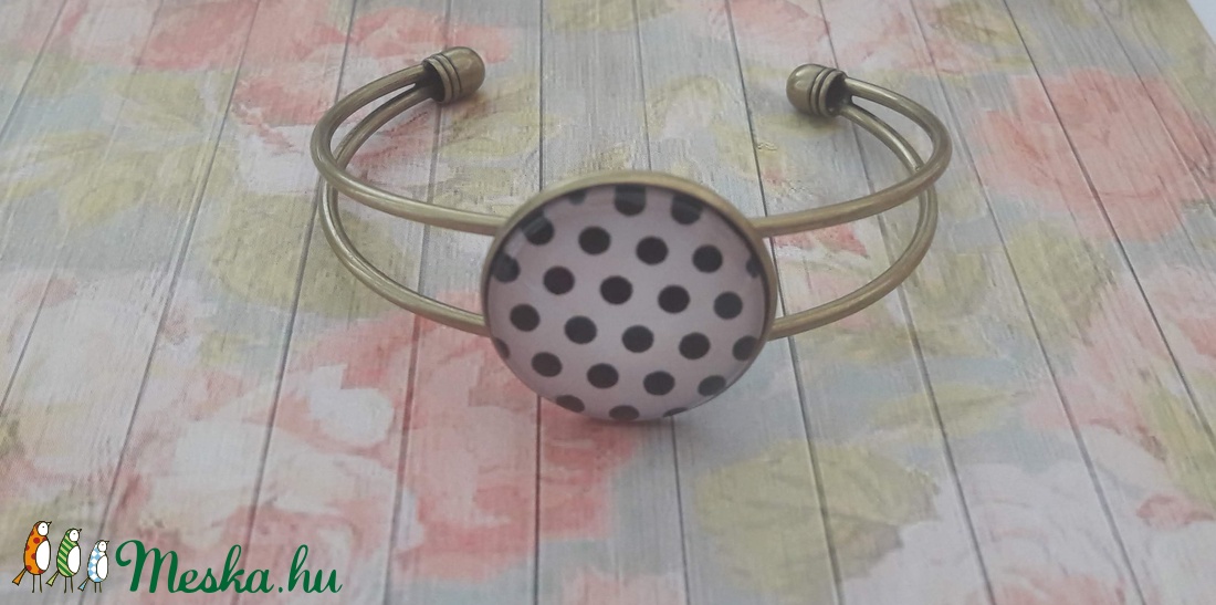 Retro pötyi - üveglencsés karkötő bronz vagy ezüst színben - - Meska.hu Retro pötyi - üveglencsés karkötő bronz vagy ezüst színben - - Meska.hu