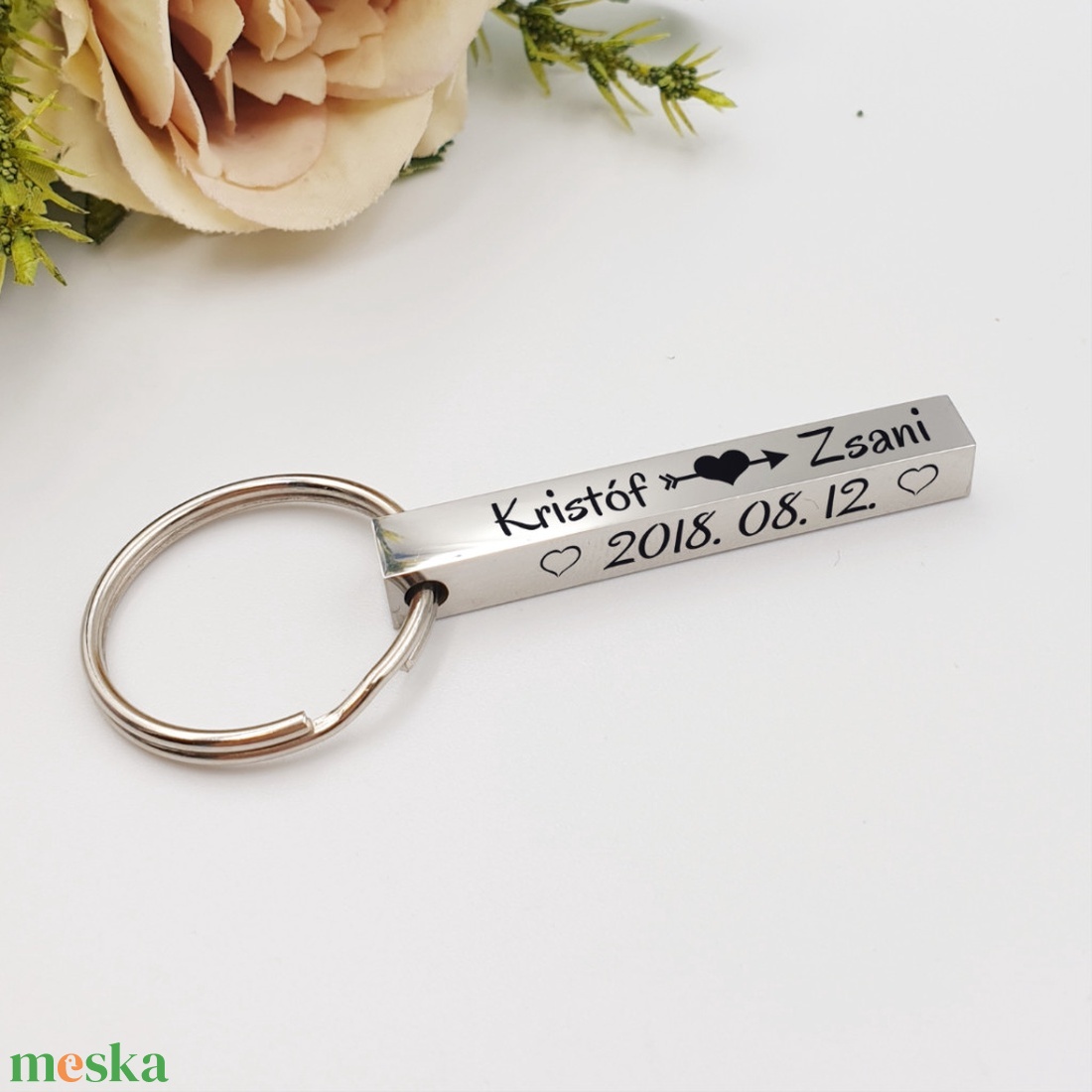 Gravírozott kulcstartó GPS koordinátákkal - Minden itt kezdődött... - táska & tok - kulcstartó & táskadísz - kulcstartó - Meska.hu