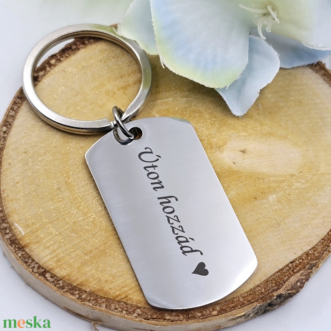 Gravírozott kulcstartó saját felirattal - téglalap medállal - táska & tok - kulcstartó & táskadísz - kulcstartó - Meska.hu
