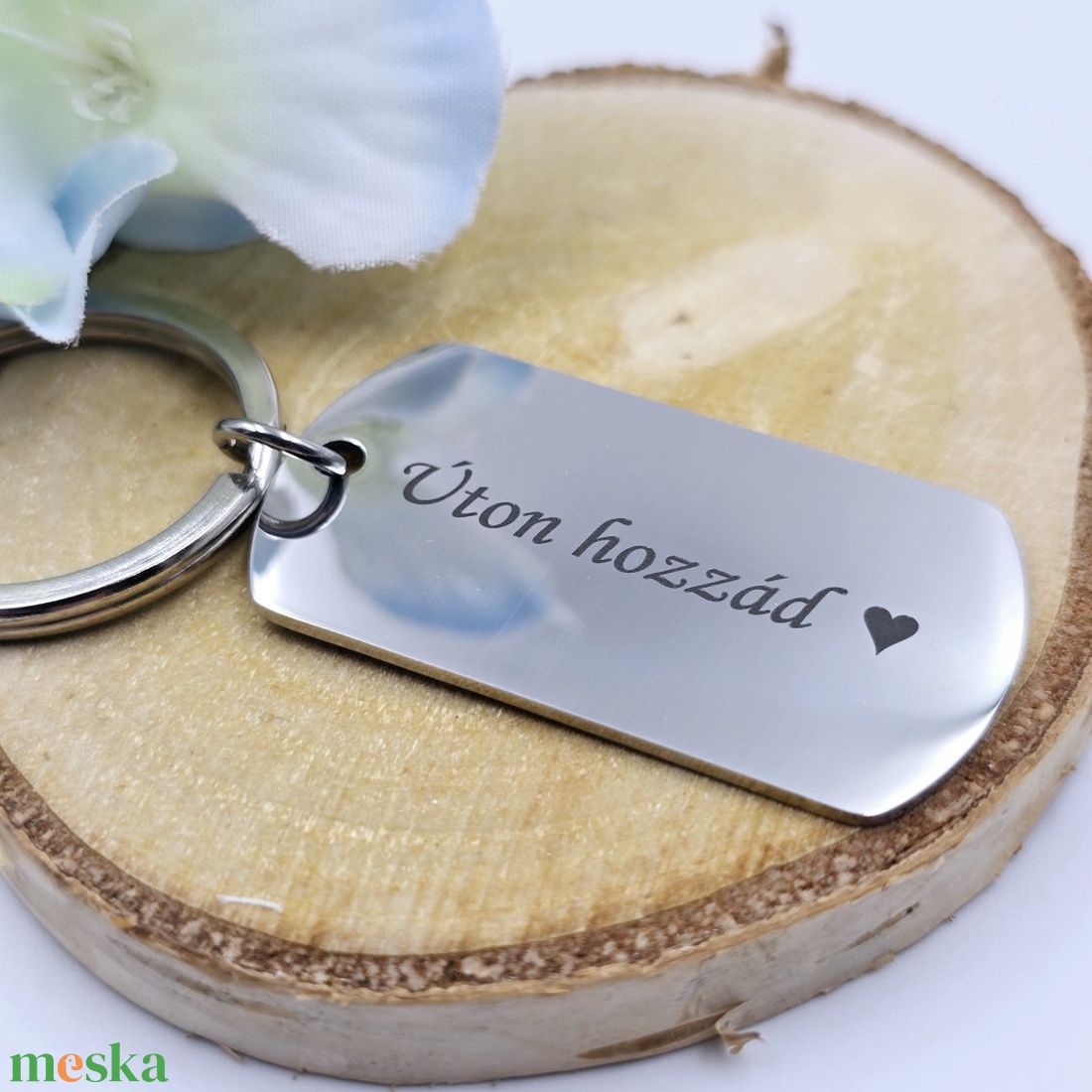 Gravírozott kulcstartó saját felirattal - téglalap medállal - táska & tok - kulcstartó & táskadísz - kulcstartó - Meska.hu
