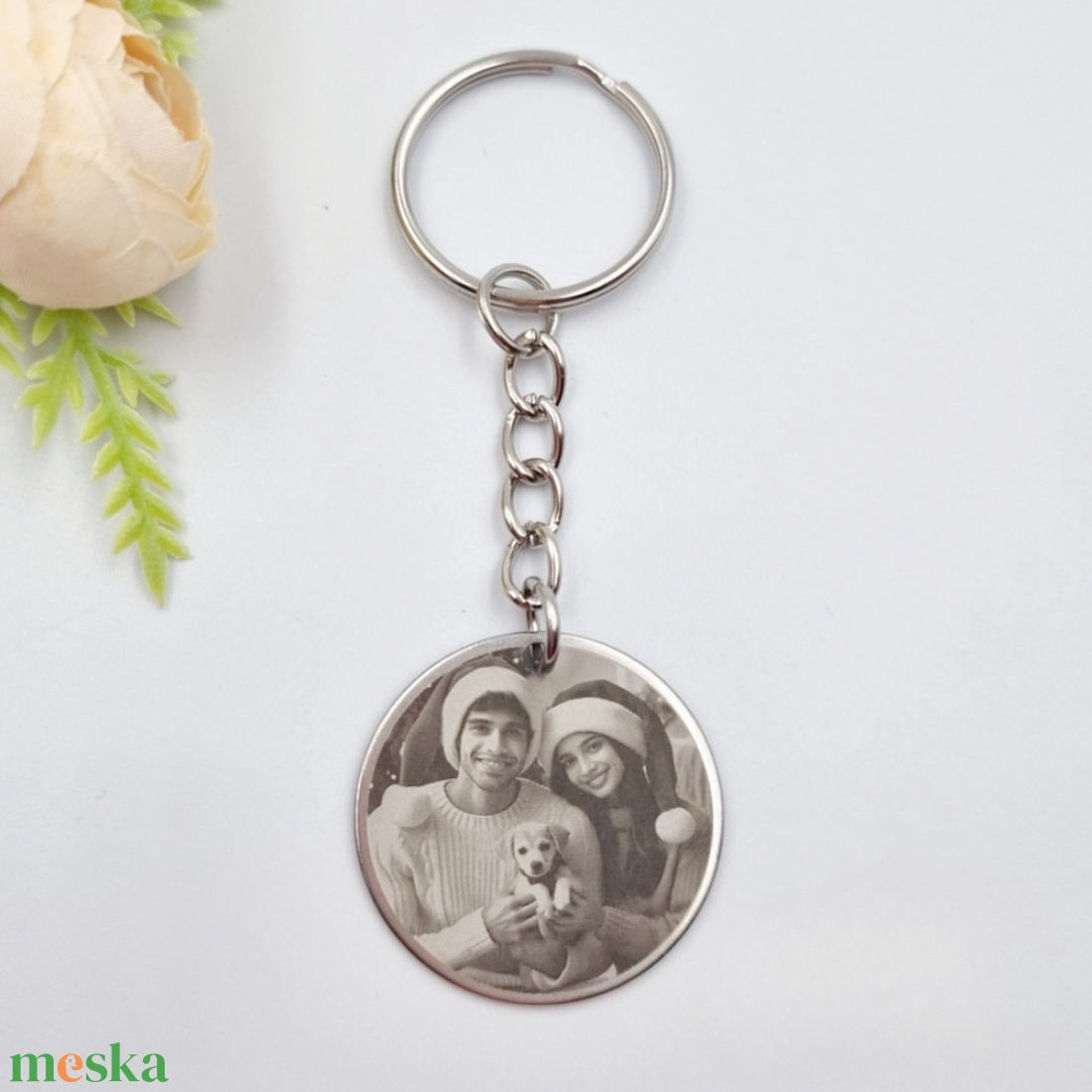 Saját fényképes gravírozott kulcstartó - kör medál lánccal - táska & tok - kulcstartó & táskadísz - kulcstartó - Meska.hu