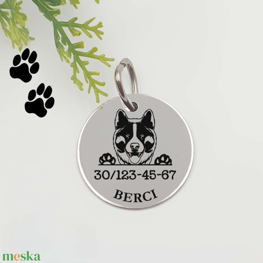Akita kutyabiléta saját kutyád nevével, telefonszámmal - otthon & életmód - kisállatoknak - kutyáknak - kutya biléta - Meska.hu