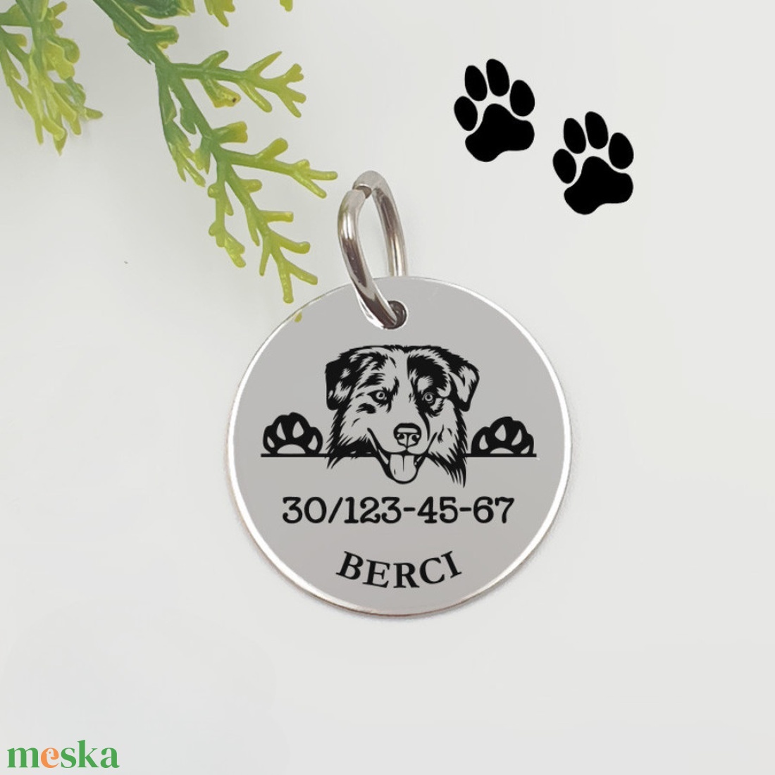 Ausztrál juhászkutya biléta saját kutyád nevével, telefonszámmal - otthon & életmód - kisállatoknak - kutyáknak - kutya biléta - Meska.hu