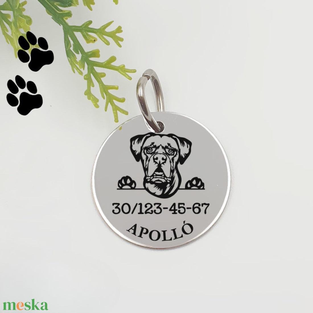 Boxer kutyabiléta saját kutyád nevével, telefonszámmal - otthon & életmód - kisállatoknak - kutyáknak - kutya biléta - Meska.hu