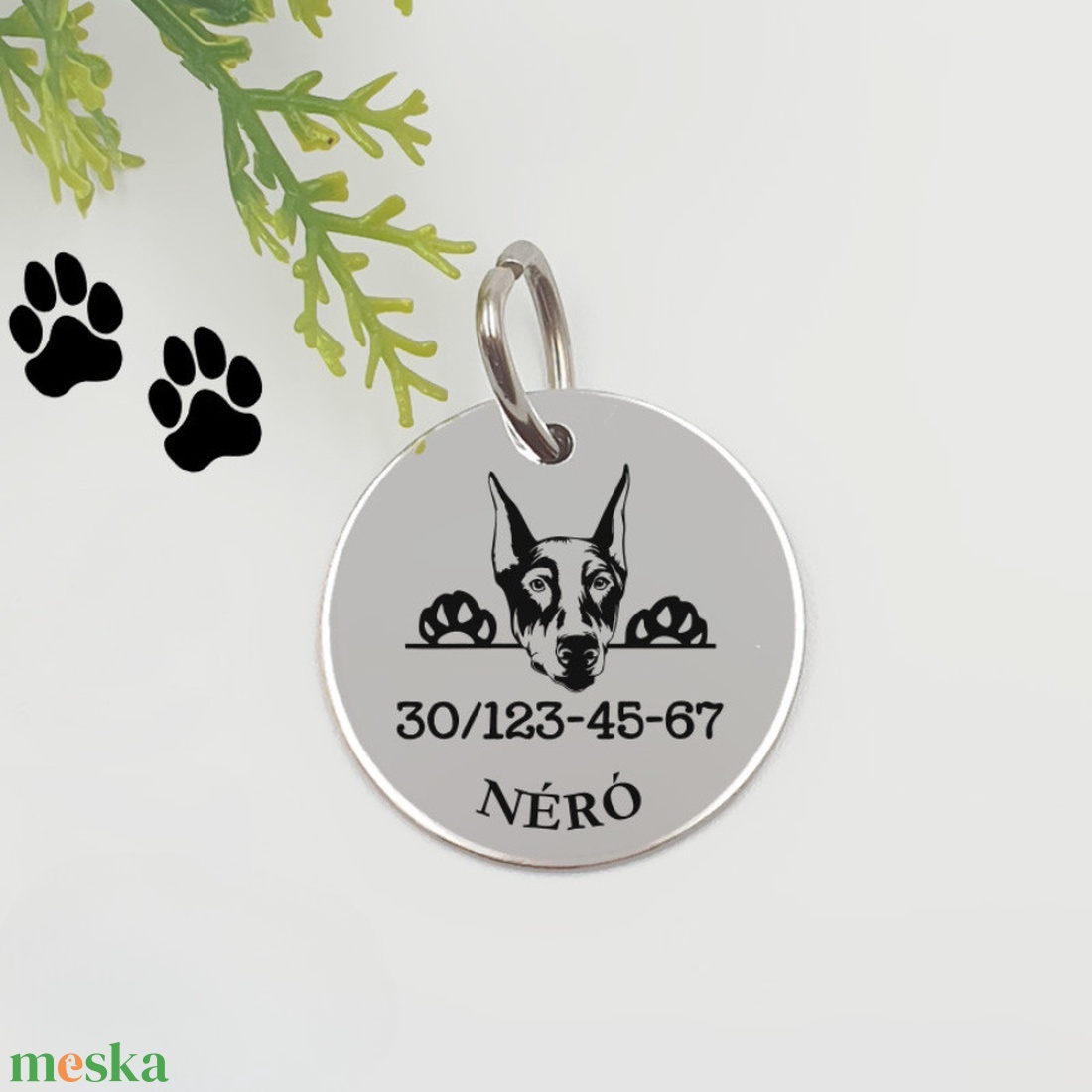 Dobermann kutyabiléta saját kutyád nevével, telefonszámmal - otthon & életmód - kisállatoknak - kutyáknak - kutya biléta - Meska.hu
