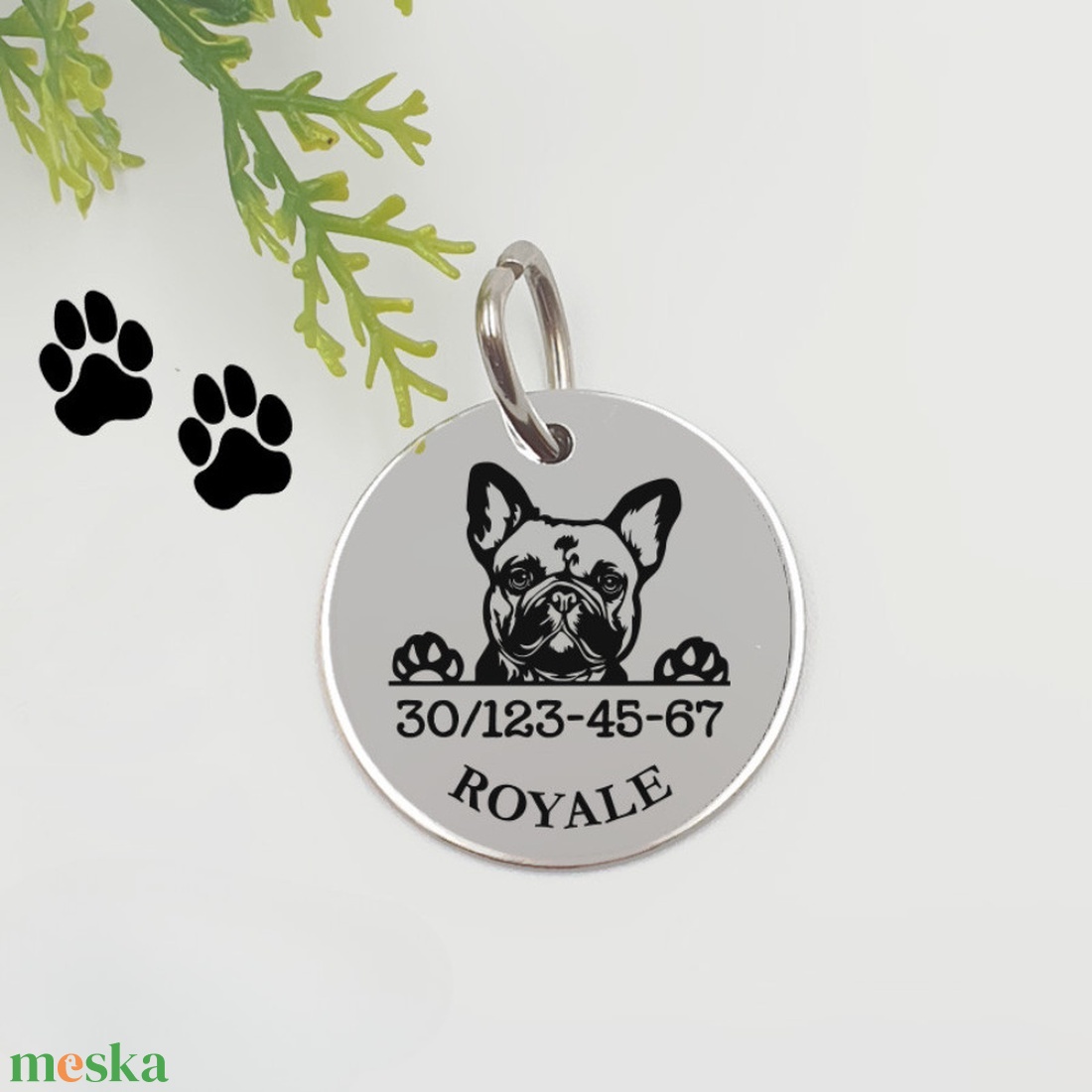 Francia bulldog kutyabiléta saját kutyád nevével, telefonszámmal - otthon & életmód - kisállatoknak - kutyáknak - kutya biléta - Meska.hu