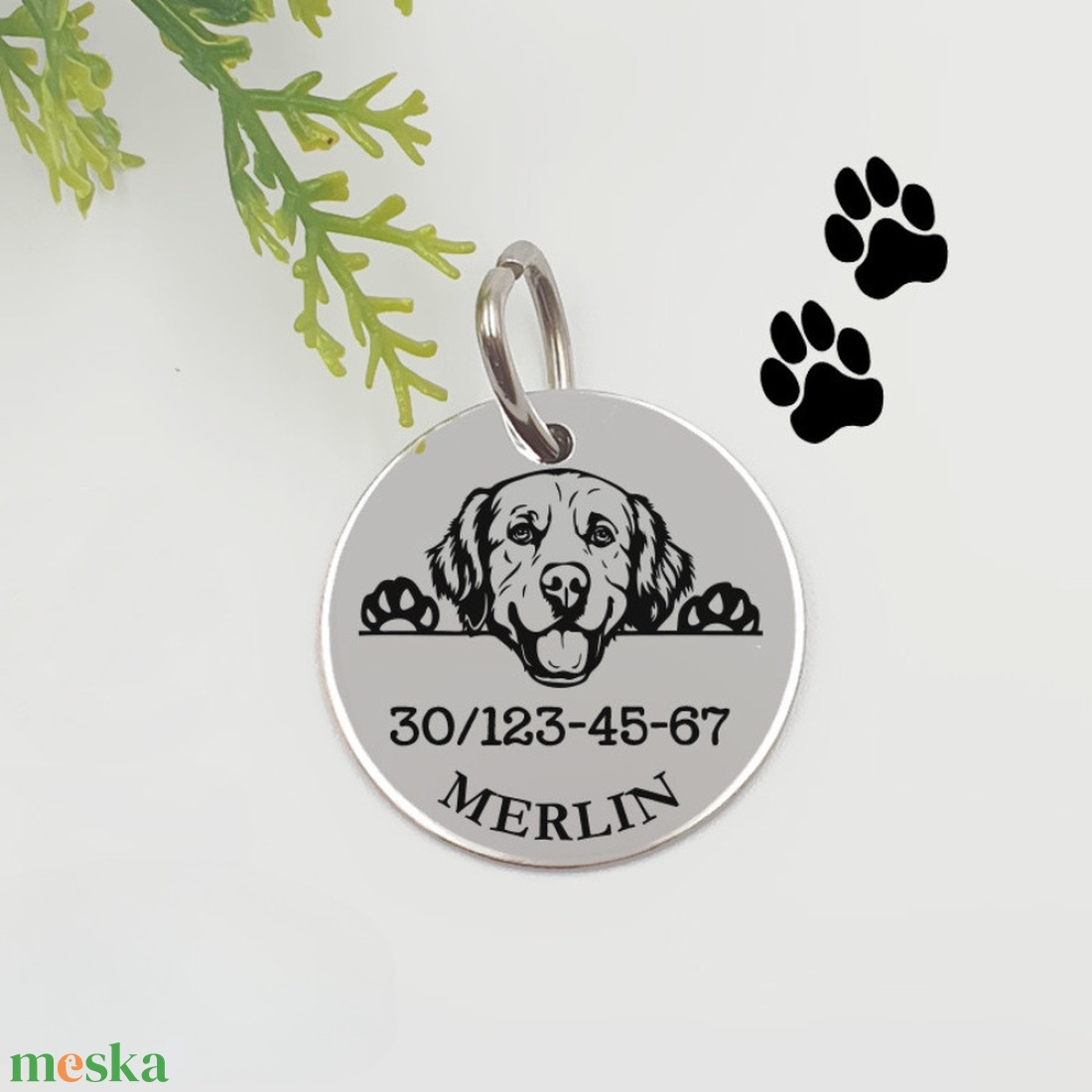 Golden retriever kutyabiléta saját kutyád nevével, telefonszámmal - otthon & életmód - kisállatoknak - kutyáknak - kutya biléta - Meska.hu