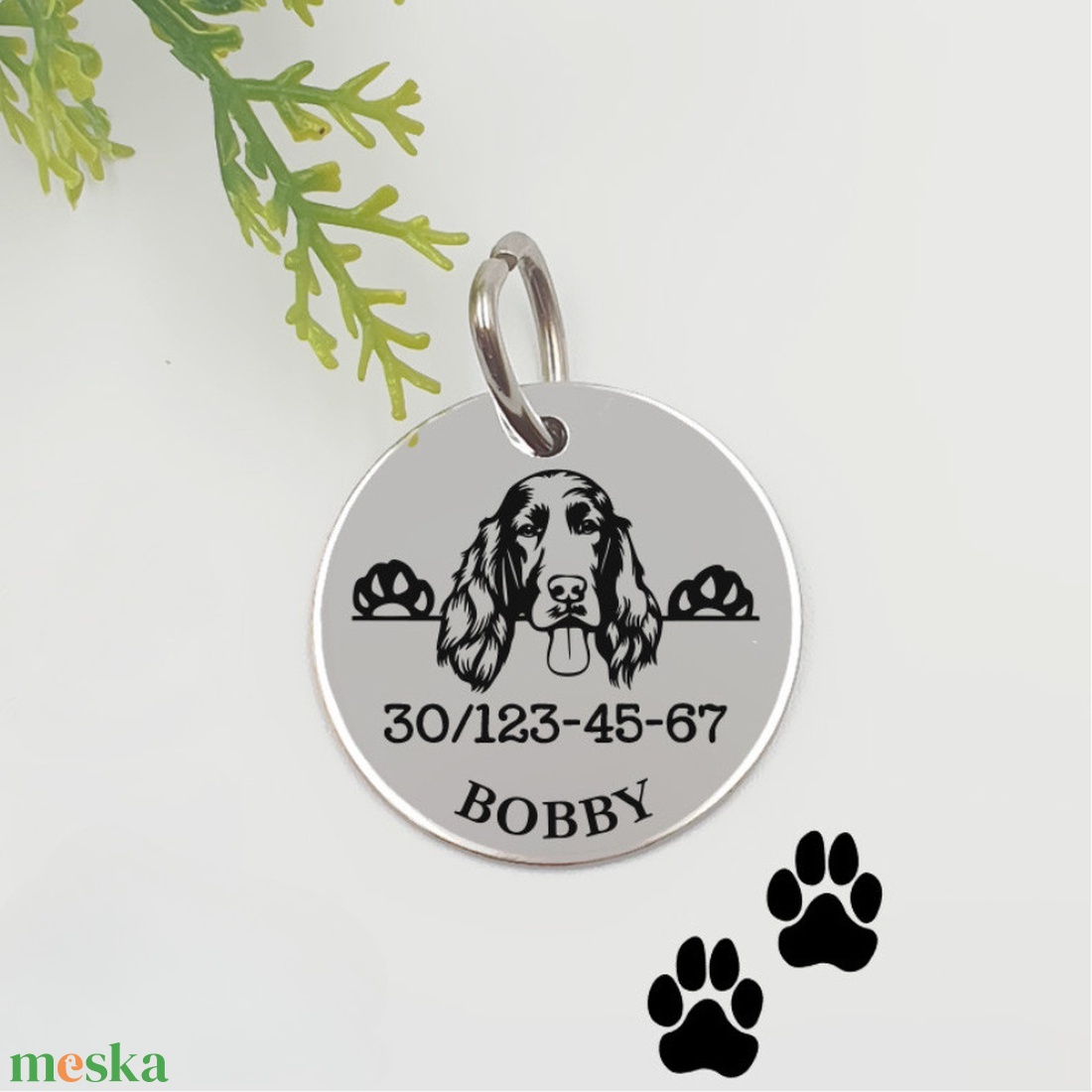 Ír szetter kutyabiléta saját kutyád nevével, telefonszámmal - otthon & életmód - kisállatoknak - kutyáknak - kutya biléta - Meska.hu
