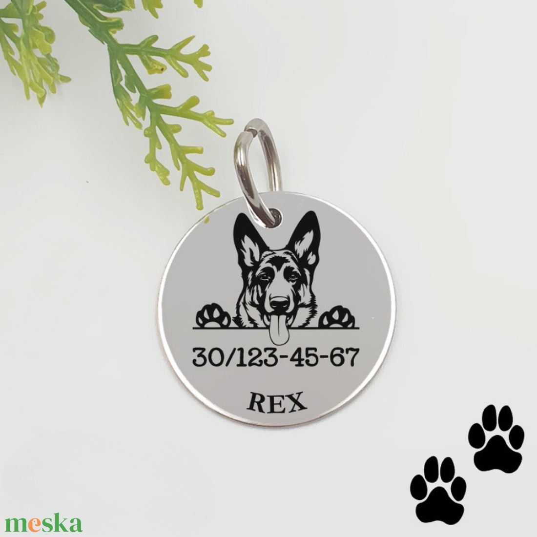 Németjuhász kutyabiléta saját kutyád nevével, telefonszámmal - otthon & életmód - kisállatoknak - kutyáknak - kutya biléta - Meska.hu