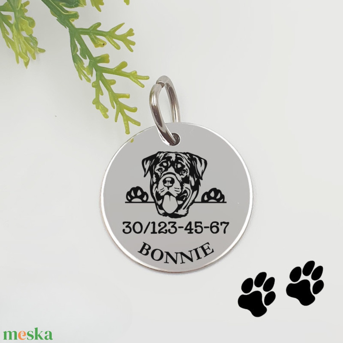 Rottweiler kutyabiléta saját kutyád nevével, telefonszámmal - otthon & életmód - kisállatoknak - kutyáknak - kutya biléta - Meska.hu