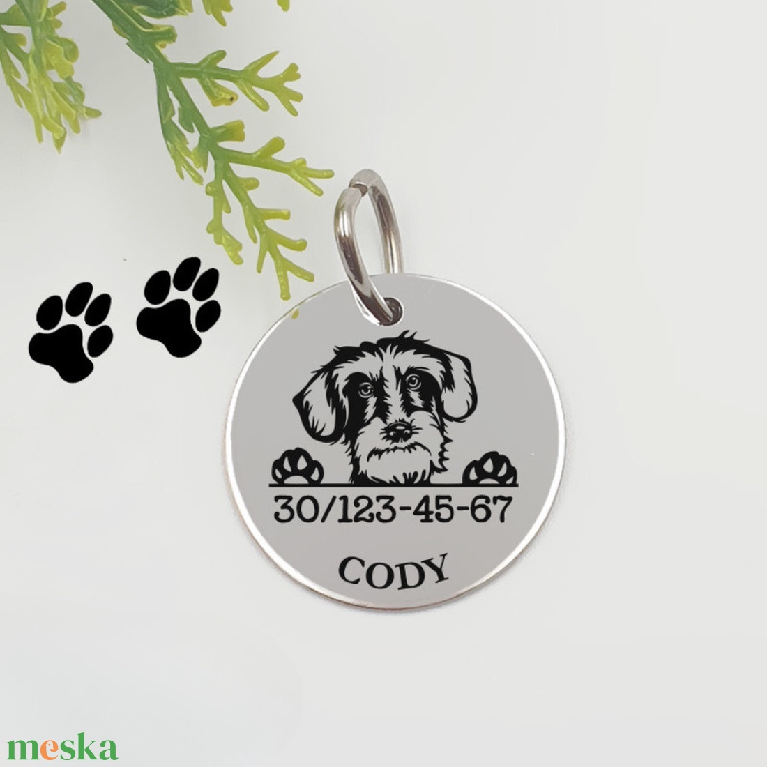 Szálkásszőrű tacskó kutyabiléta saját kutyád nevével, telefonszámmal - otthon & életmód - kisállatoknak - kutyáknak - kutya biléta - Meska.hu