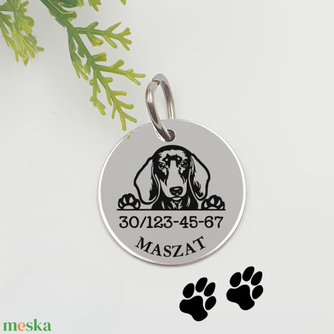Tacskó kutyabiléta saját kutyád nevével, telefonszámmal - otthon & életmód - kisállatoknak - kutyáknak - kutya biléta - Meska.hu
