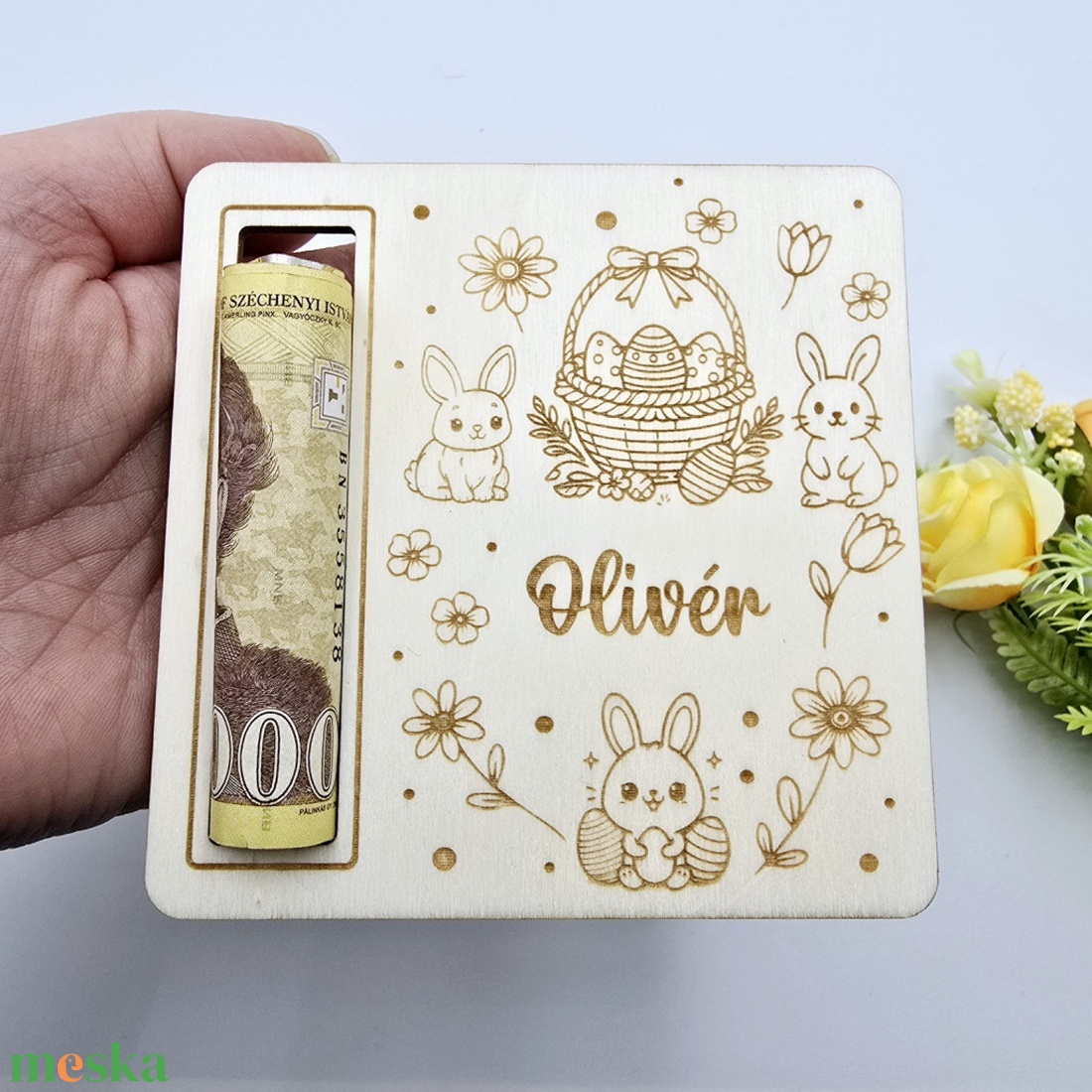 Egyedi neves húsvéti pénzátadó - ünnepi díszek, dekorációk - húsvéti díszek és dekorációk - húsvéti pénzátadó - Meska.hu