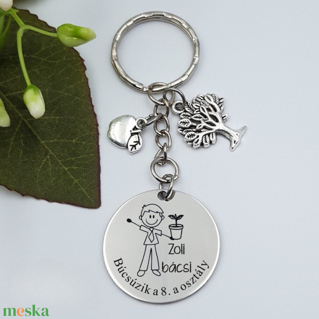 Ajándék biológiatanárnak ballagásra, pedagógusnapra, tanév végére - Gravírozott grafikás ballagási kulcstartó 1_26. - táska & tok - kulcstartó & táskadísz - kulcstartó - Meska.hu