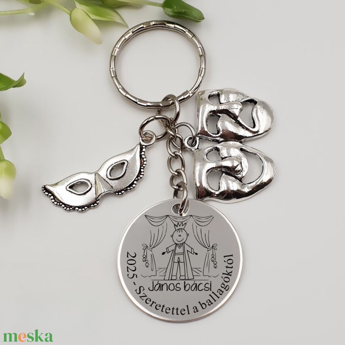 Ajándék drámatanárnak ballagásra, pedagógusnapra, tanév végére - Gravírozott grafikás ballagási kulcstartó 1_51. - táska & tok - kulcstartó & táskadísz - kulcstartó - Meska.hu