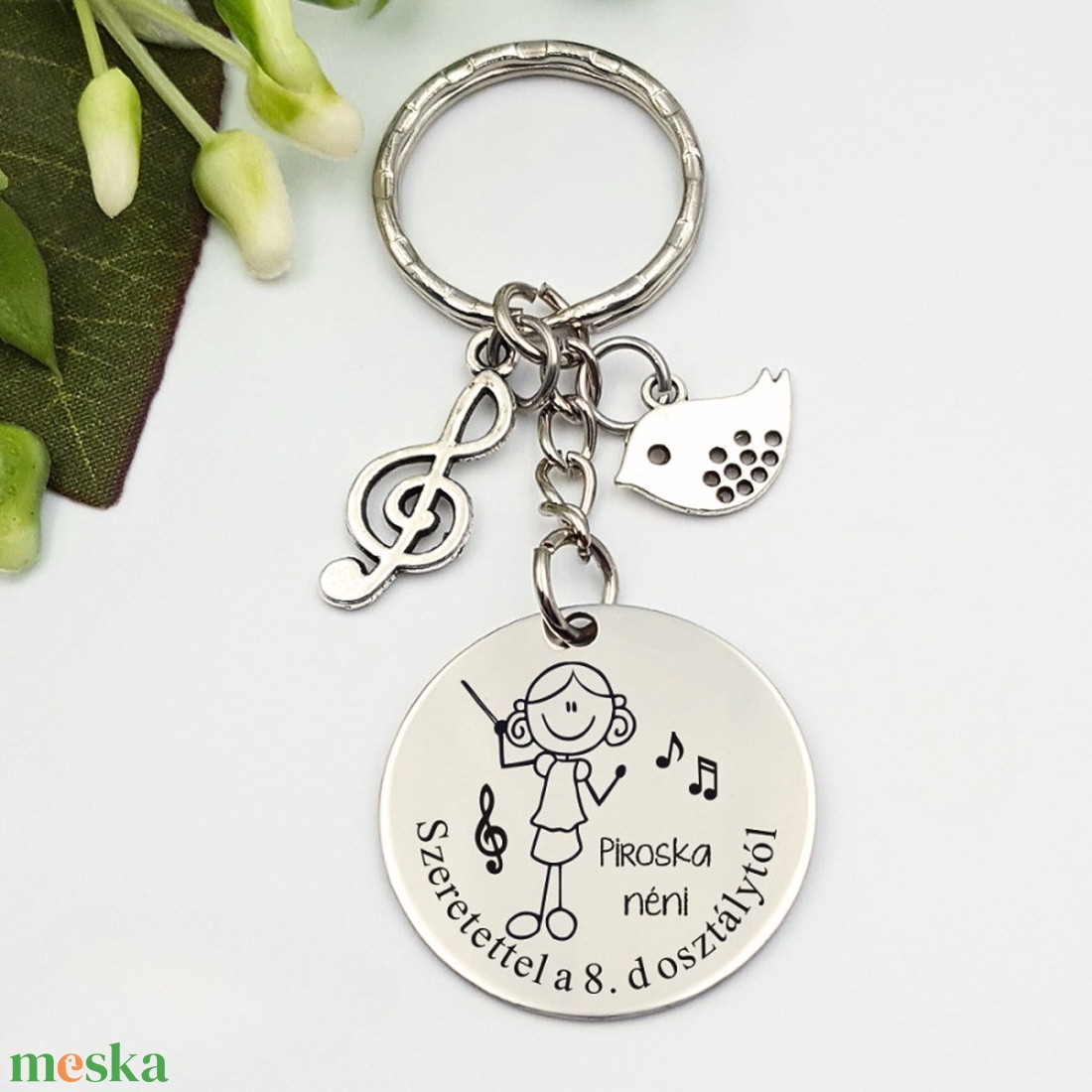 Ajándék énektanárnőnek ballagásra, pedagógusnapra, tanév végére - Gravírozott grafikás ballagási kulcstartó 1_34. - táska & tok - kulcstartó & táskadísz - kulcstartó - Meska.hu