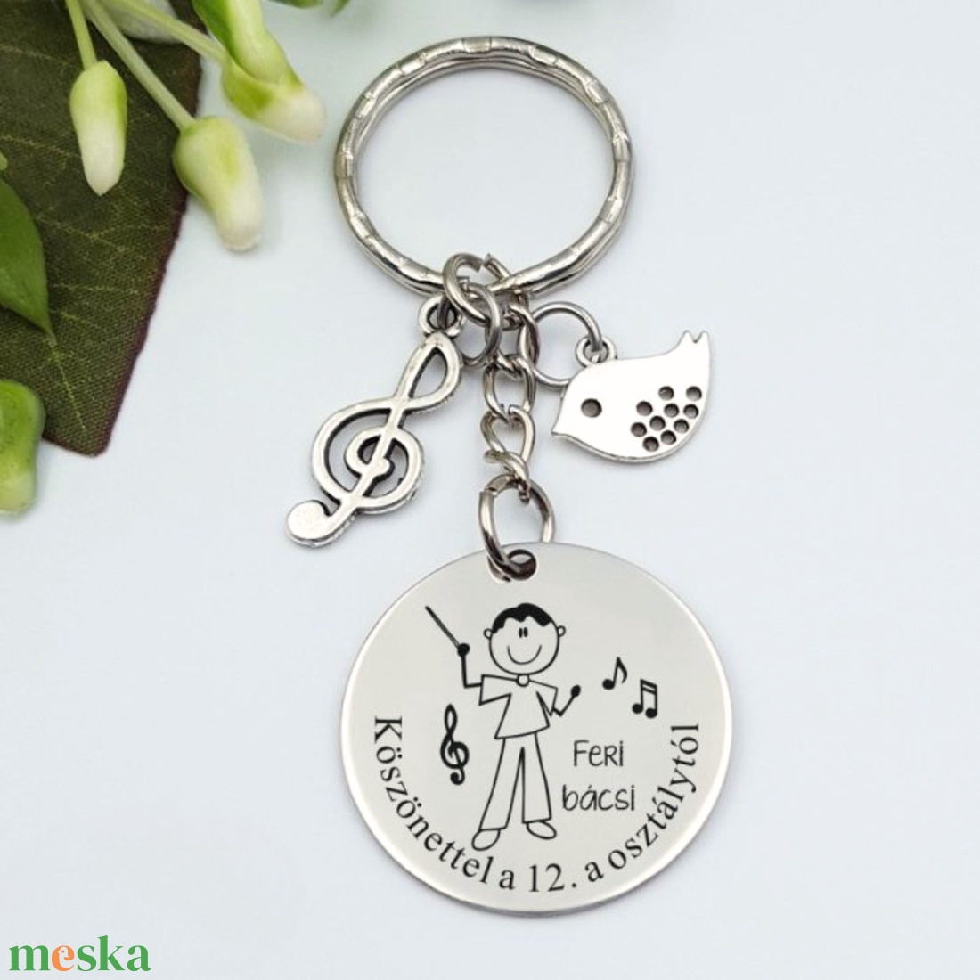 Ajándék énektanárnak ballagásra, pedagógusnapra, tanév végére - Gravírozott grafikás ballagási kulcstartó 1_35. - táska & tok - kulcstartó & táskadísz - kulcstartó - Meska.hu